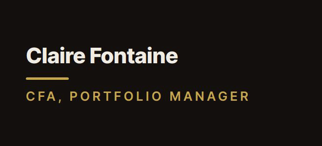 Claire Fontaine — CFA, Portfolio Manager