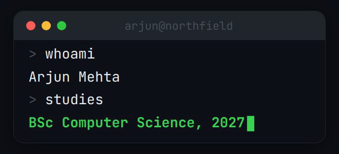 Arjun Mehta — BSc Computer Science, Class of 2027